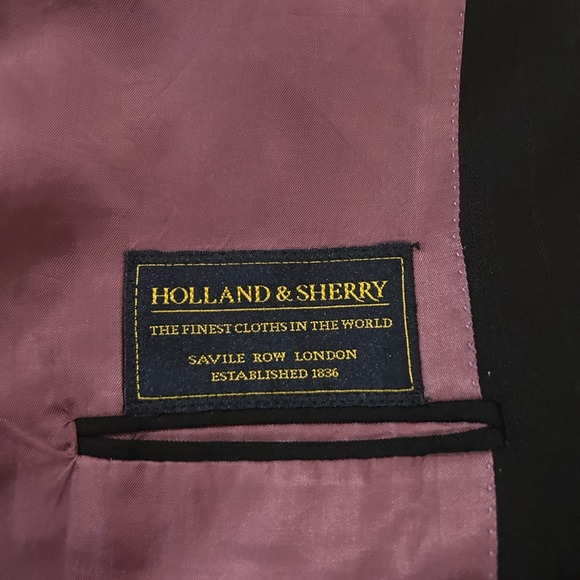 Holland & Sherry Black with Black pinstripe suit coat - Picture 3 of 5